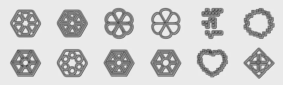 Collection of Y2K elements. Big collection of abstract graphic geometric objects Stock Illustration