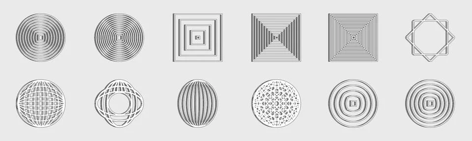 Collection of Y2K elements. Big collection of abstract graphic geometric objects イラスト素材