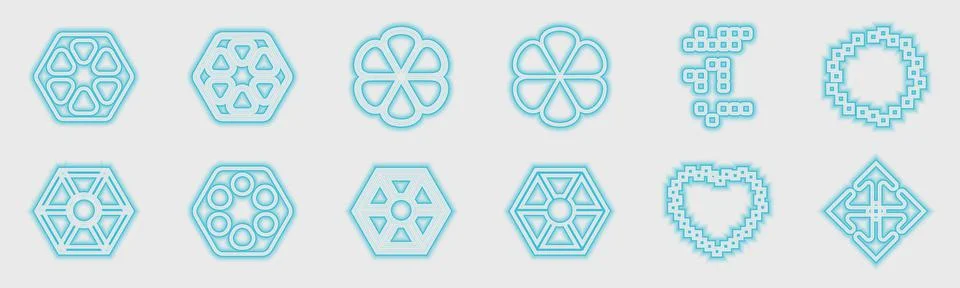 Collection of Y2K elements. Big collection of abstract graphic geometric objects Stock Illustration