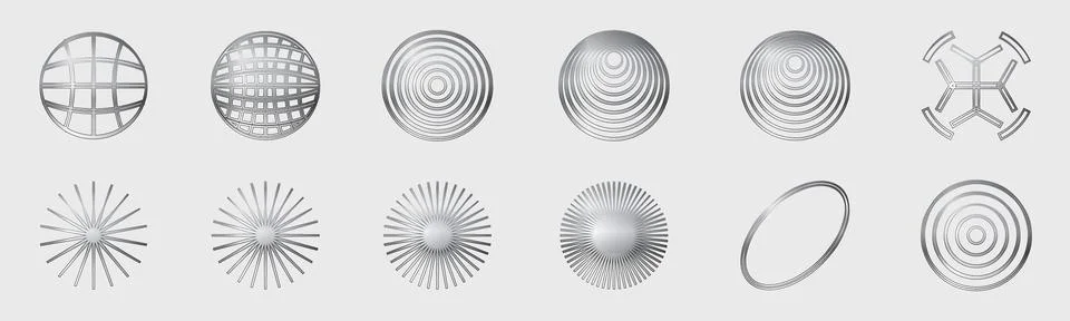 Collection of Y2K elements. Big collection of abstract graphic geometric objects Illustrazione stock