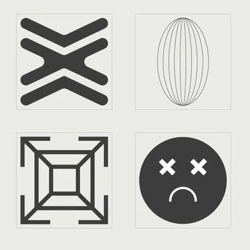 Collection of Y2K elements. Big collection of abstract graphic geometric symbols Stock Illustration