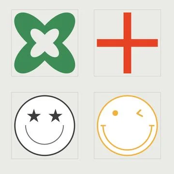 Collection of Y2K elements. Big collection of abstract graphic geometric symbols Stock Illustration