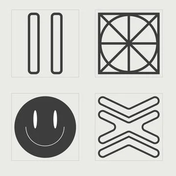 Collection of Y2K elements. Big collection of abstract graphic geometric symbols Stock Illustration