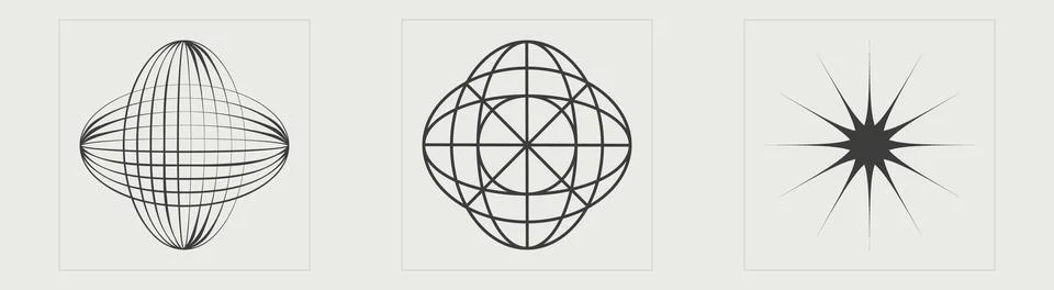 Collection of Y2K elements. Big collection of abstract graphic geometric symbols イラスト素材