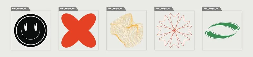 Collection of Y2K elements. Big collection of abstract graphic geometric symbols イラスト素材