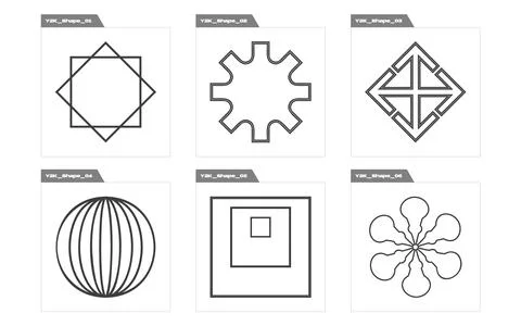 Collection of Y2K elements. Big collection of abstract graphic geometric symbols イラスト素材