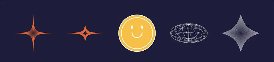 Collection of Y2K elements. Big collection of abstract graphic geometric symbols 스톡 일러스트