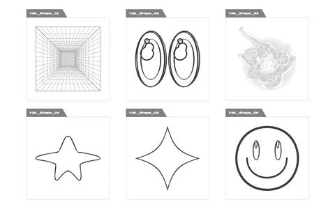 Collection of Y2K elements. Big collection of abstract graphic geometric symbols イラスト素材