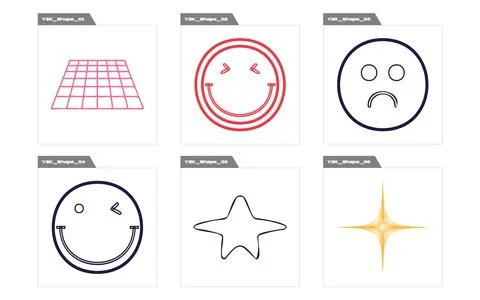 Collection of Y2K elements. Big collection of abstract graphic geometric symbols イラスト素材