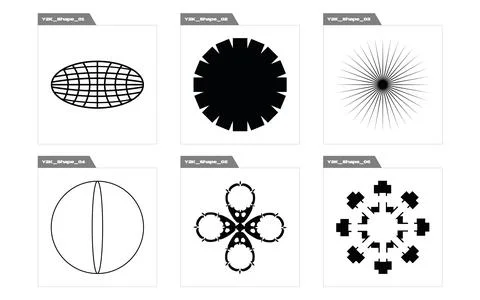 Collection of Y2K elements. Big collection of abstract graphic geometric symbols Stock Illustration