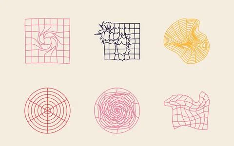 Collection of Y2K elements. Big collection of abstract graphic geometric symbols Stock Illustration