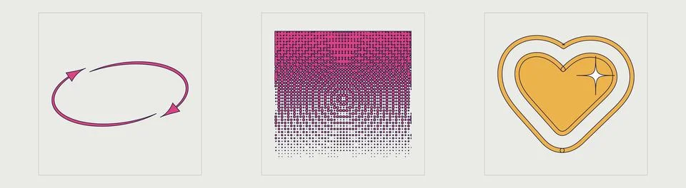 Collection of Y2K elements. Big collection of abstract graphic geometric symbols 스톡 일러스트