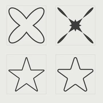 Collection of Y2K elements. Brutalism star and flower shapes. Flat minimalist Stock Illustration