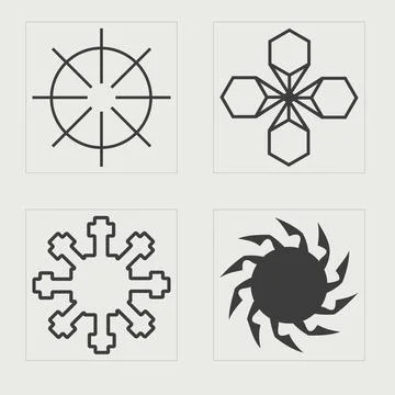 Collection of Y2K elements. Brutalism star and flower shapes. Flat minimalist Illustrazione stock