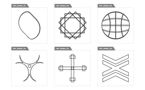 Collection of Y2K elements. Brutalism star and flower shapes. Modern abstract 스톡 일러스트