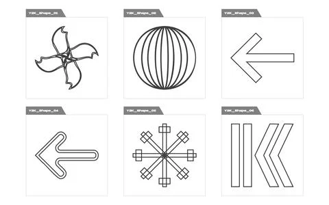 Collection of Y2K elements. Brutalism star and flower shapes. Cyberpunk elements Stock Illustration