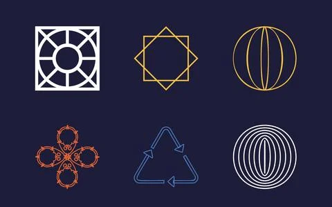 Collection of Y2K elements. Brutalism star and flower shapes. Cyberpunk elements Stock Illustration