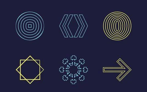 Collection of Y2K elements. Brutalism star and flower shapes. Modern abstract Illustrazione stock