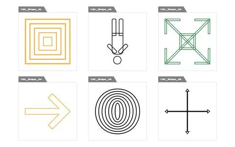 Collection of Y2K elements. Brutalism star and flower shapes. Templates for イラスト素材