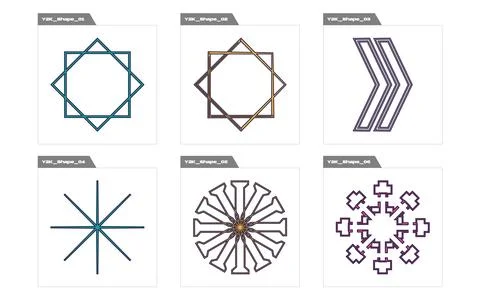 Collection of Y2K elements. Brutalism star and flower shapes. Cyberpunk elements Stock Illustration