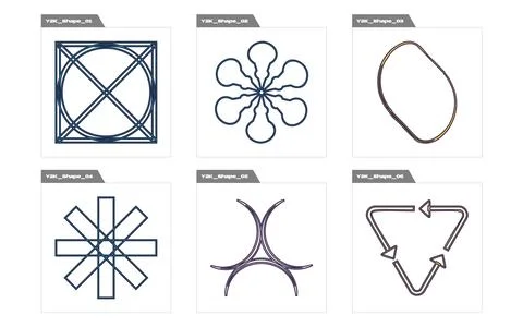 Collection of Y2K elements. Brutalism star and flower shapes. Objects in y2k Illustrazione stock