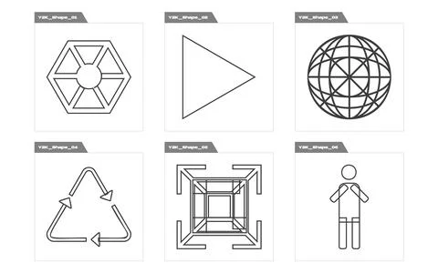 Collection of Y2K elements. Brutalism star and flower shapes. Templates for Stock Illustration