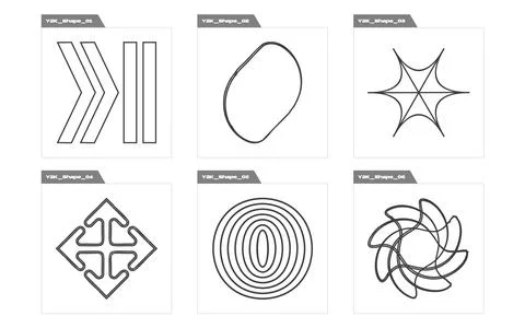 Collection of Y2K elements. Brutalism star and flower shapes. Cyberpunk elements イラスト素材