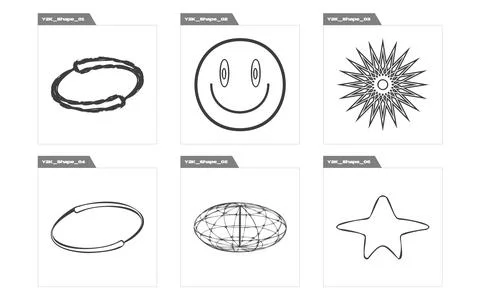 Collection of Y2K elements. Brutalism star and flower shapes. For modern T Stock Illustration
