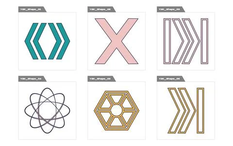 Collection of Y2K elements. Brutalism star and flower shapes. Elements for Stock Illustration