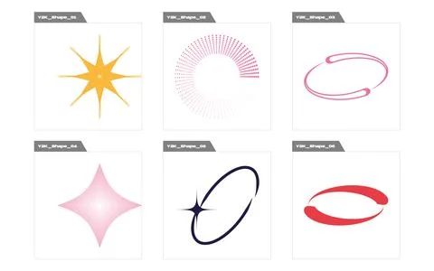 Collection of Y2K elements. Brutalism star and flower shapes. Modern abstract 스톡 일러스트