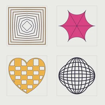 Collection of Y2K elements. Brutalism star and flower shapes. For modern T Illustrazione stock