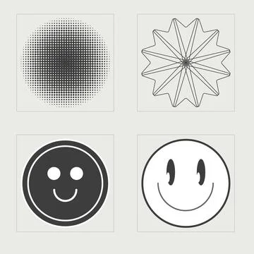 Collection of Y2K elements. Brutalism star and flower shapes. Elements for Stock Illustration