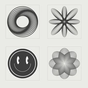 Collection of Y2K elements. Brutalism star and flower shapes. Modern abstract 스톡 일러스트