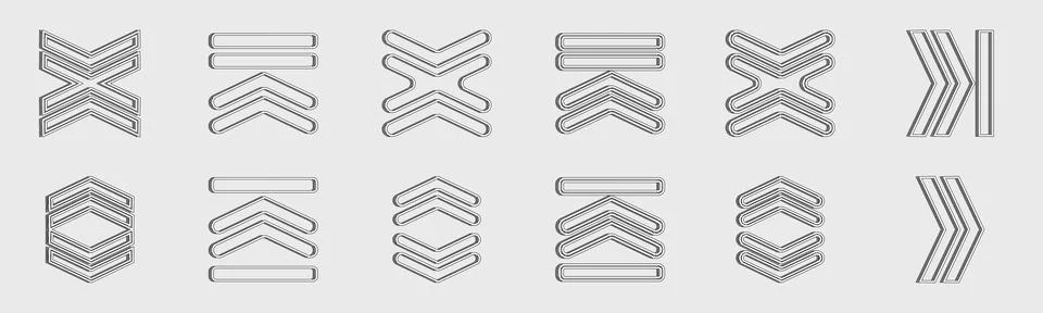 Collection of Y2K elements. Collection of abstract graphic geometric symbols Stock Illustration