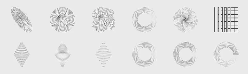 Collection of Y2K elements. Collection of abstract graphic geometric symbols Illustrazione stock