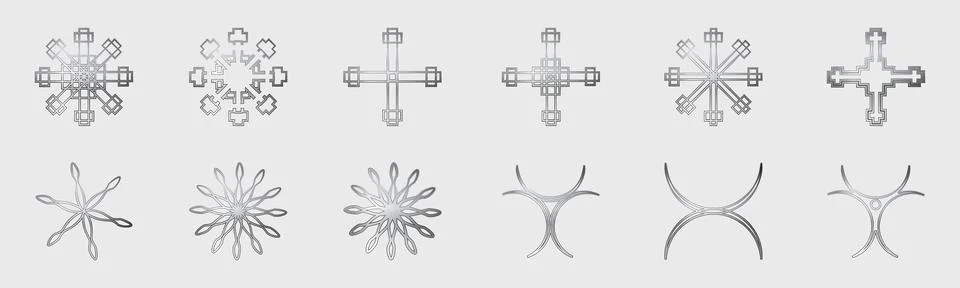 Collection of Y2K elements. Collection of abstract graphic geometric symbols Illustrazione stock