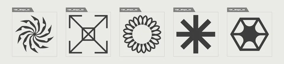 Collection of Y2K elements. Extraordinary Graphic Assets. Flat minimalist icons. Stock Illustration