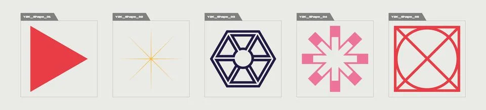 Collection of Y2K elements. Extraordinary Graphic Assets. Flat minimalist icons. 스톡 일러스트