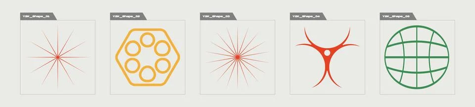 Collection of Y2K elements. Extraordinary Graphic Assets. For modern T-shirts イラスト素材