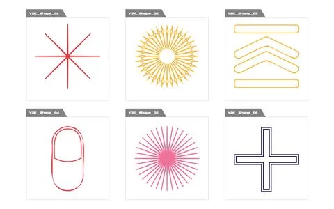Collection of Y2K elements. Extraordinary Graphic Assets. Modern abstract forms. Illustrazione stock