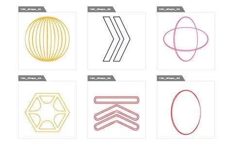 Collection of Y2K elements. Extraordinary Graphic Assets. Objects in y2k style. イラスト素材