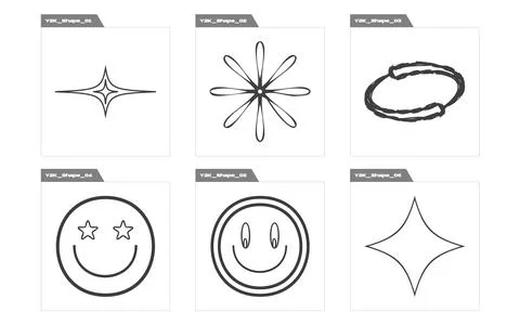 Collection of Y2K elements. Extraordinary Graphic Assets. Elements for graphic イラスト素材