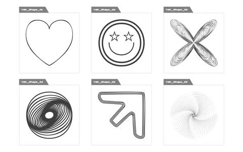 Collection of Y2K elements. Extraordinary Graphic Assets. Flat minimalist icons. Illustrazione stock