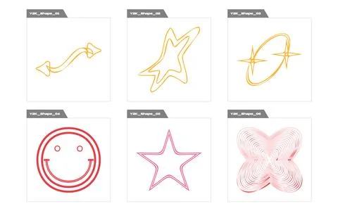 Collection of Y2K elements. Extraordinary Graphic Assets. For modern T-shirts イラスト素材