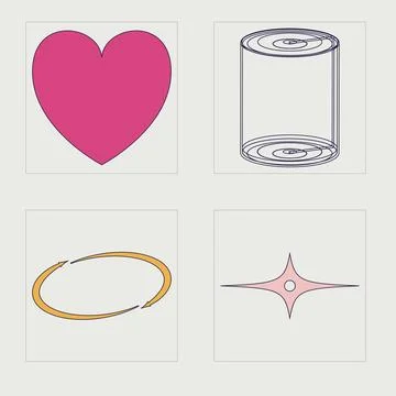 Collection of Y2K elements. Extraordinary Graphic Assets. Templates for notes イラスト素材