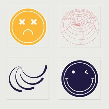 Collection of Y2K elements. Extraordinary Graphic Assets. Flat minimalist icons. Stock Illustration