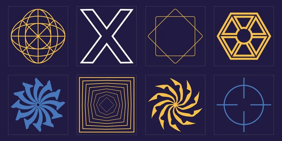 Collection of Y2K elements. Extraordinary Graphic Assets. Modern abstract forms. 스톡 일러스트