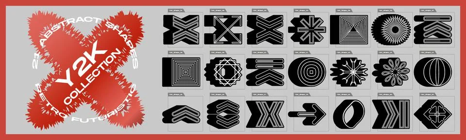 Collection of Y2K elements. Large set of retro objects for design. Objects in Stock Illustration