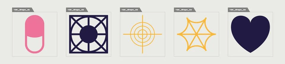 Collection of Y2K elements. Large set of retro objects for design. For modern T Illustrazione stock