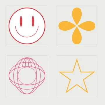 Collection of Y2K elements. Large set of retro objects for design. Templates for イラスト素材